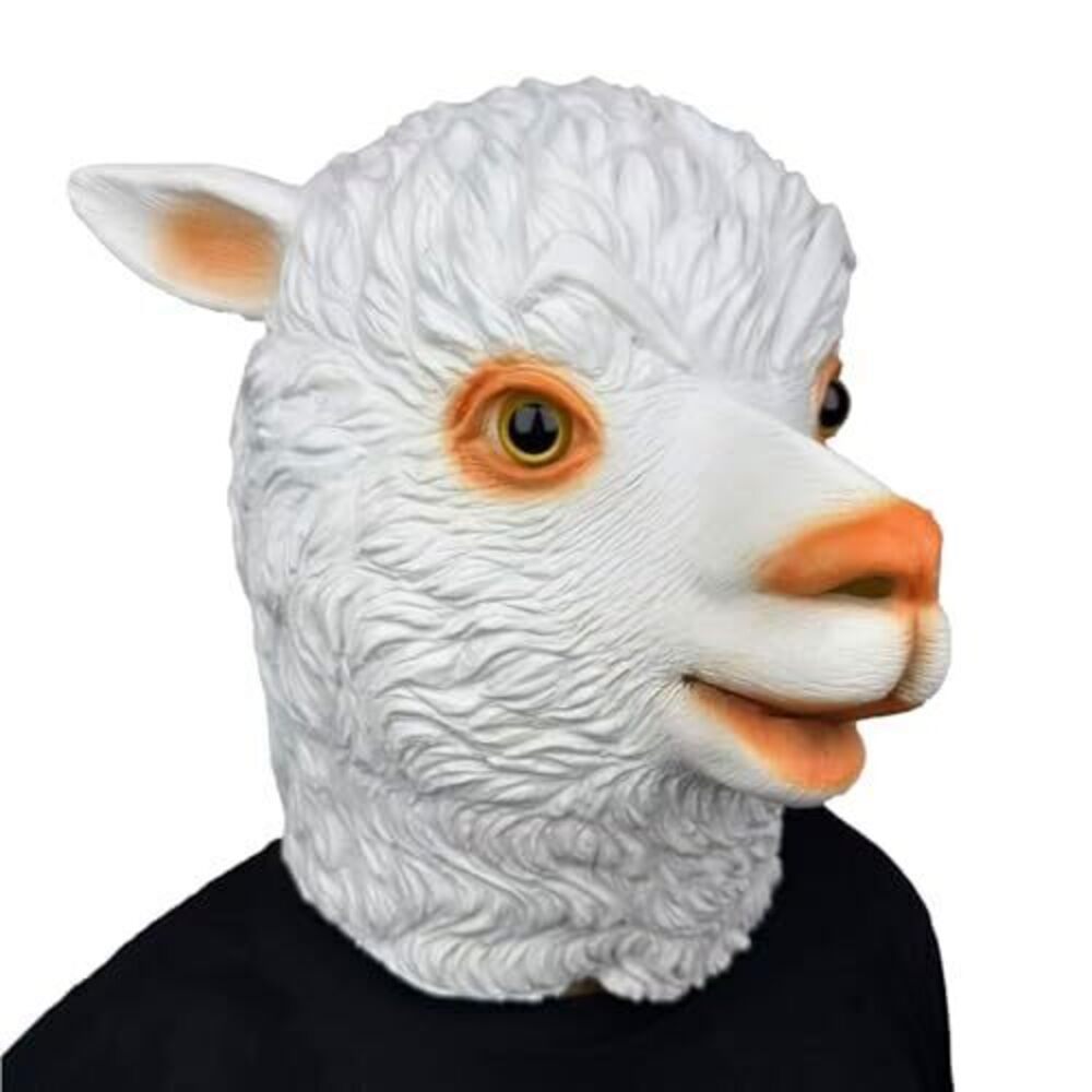 1998 White Sheep Mask Lamb Full Head Mask Latex Realistic Animal Costume
